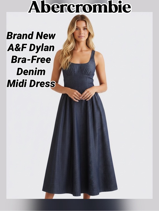 Abercrombie & Fitch Dresses & Skirts - Abercrombie & Fitch Dylan Bra-Free Denim Midi Dress in Dark Wash